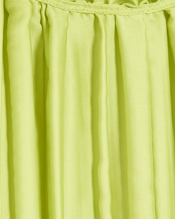 Green Pleated Halter Neck Top
