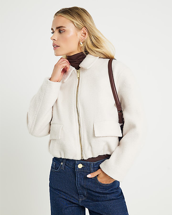Petite Cream Harrington Jacket