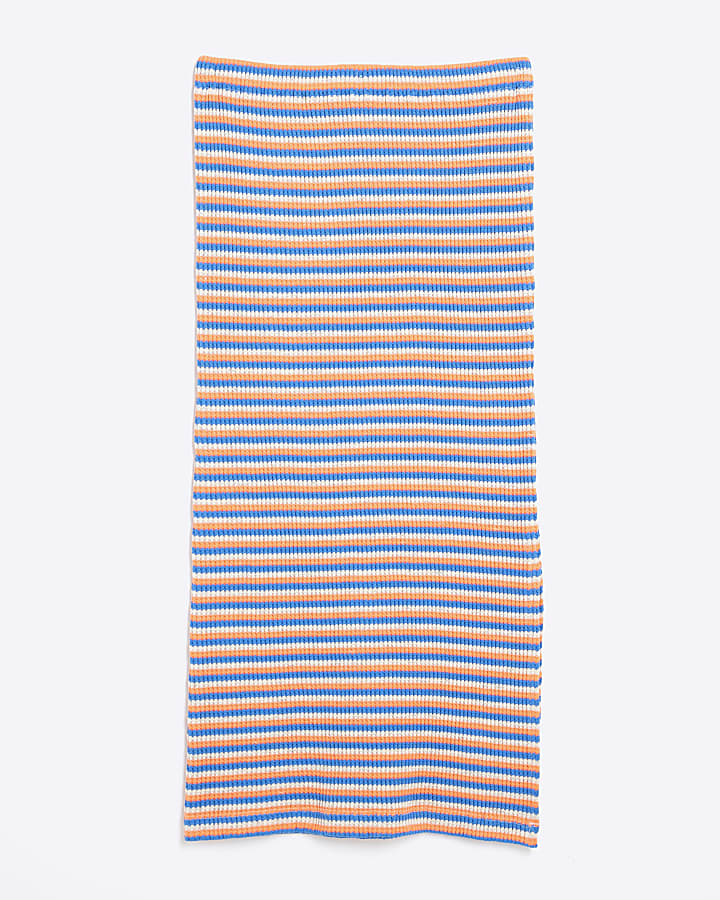 Pink Textured Stripe Midi Skirt