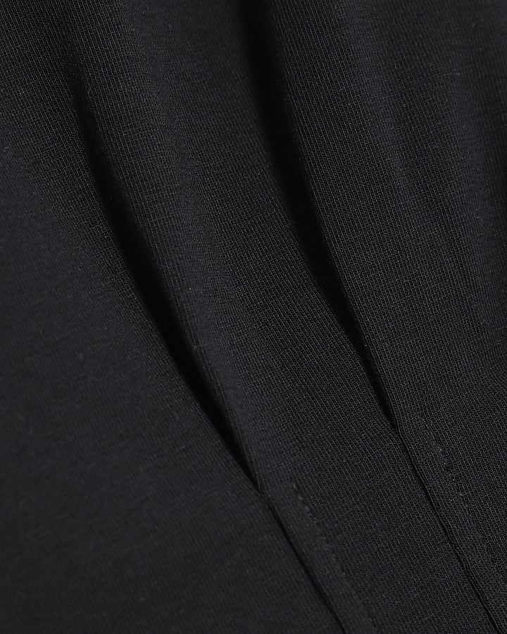 Black Grown On Sleeve Seamed T-shirt