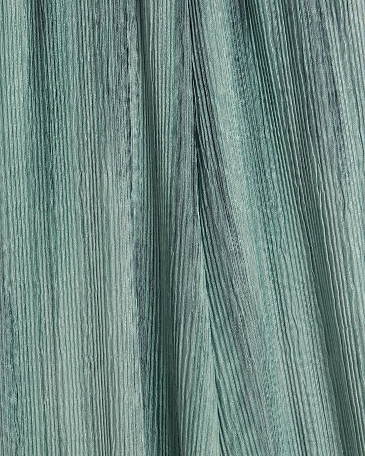 Blue Plisse Ombre Wide Leg Trousers
