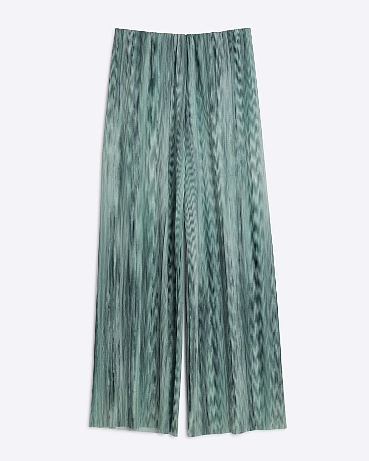 Blue Plisse Ombre Wide Leg Trousers
