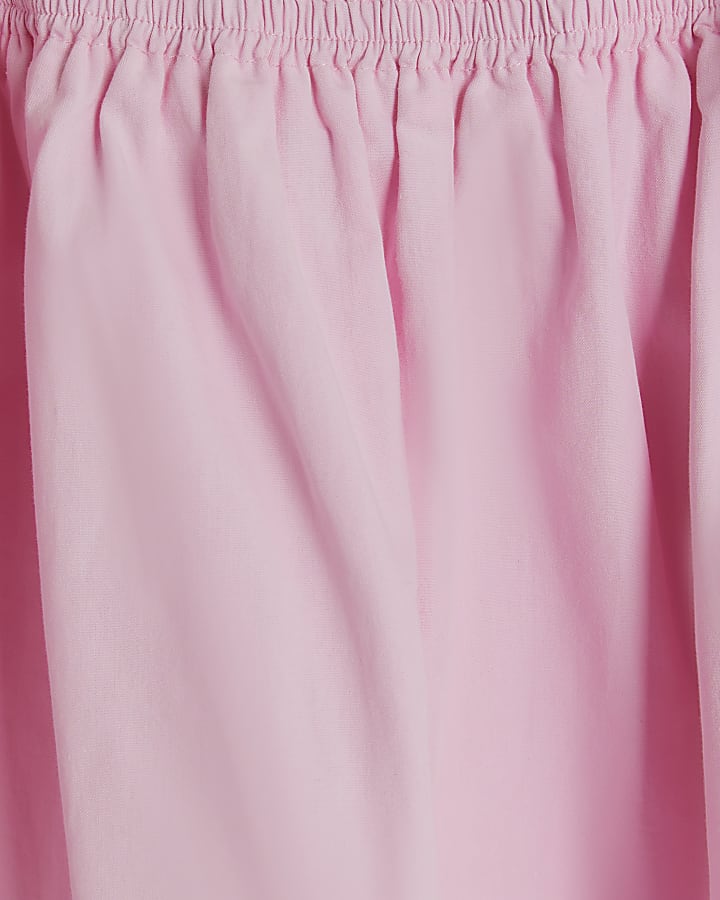 Pink Short Puff Sleeve Mini Dress
