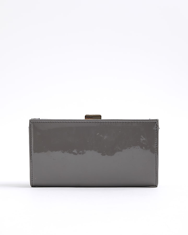Grey Patent RI Monogram Panelled Purse