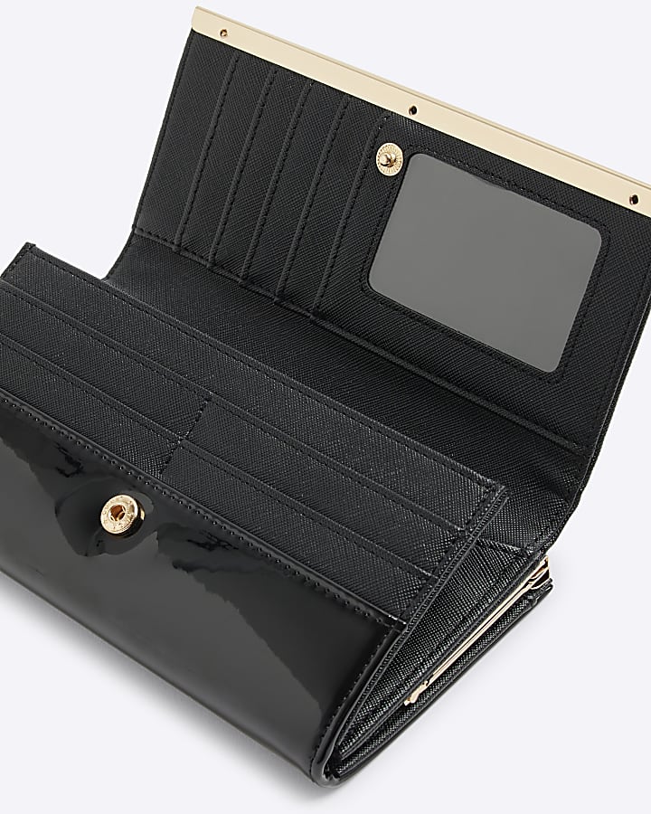 Black Patent RI Monogram Panelled Purse
