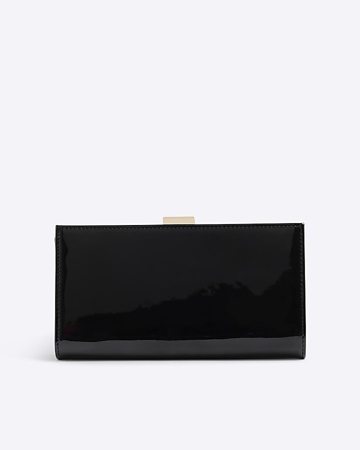 Black Patent RI Monogram Panelled Purse