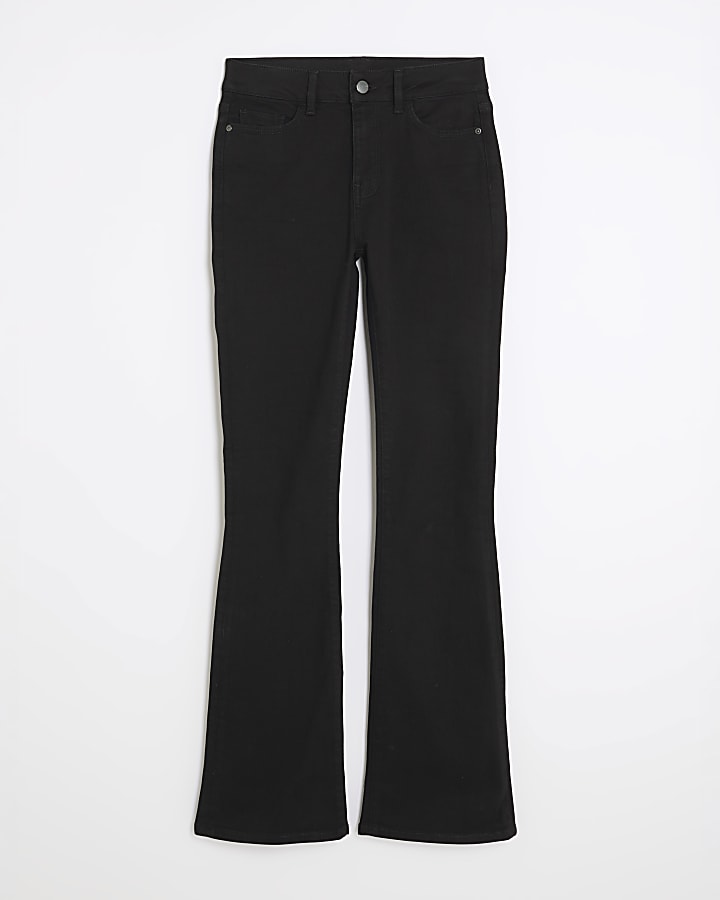Black Mid Rise Flared Jeans