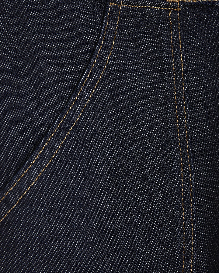 Blue Mid Rise Tailored Wide Leg Jeans