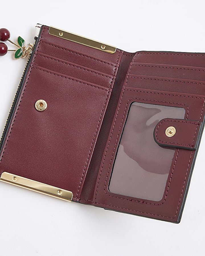 Cream Cherry Print Mini Card Holder