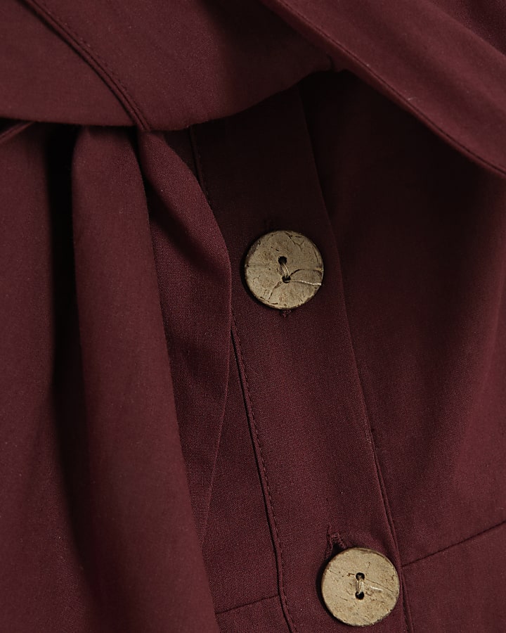 Purple Bow Detail Button Up Midi Dress