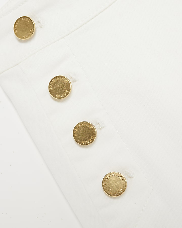 White Palazzo Button Detail Jeans