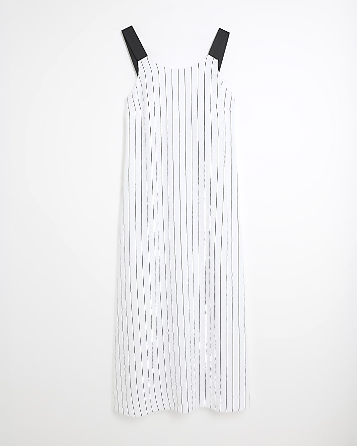 White Stripe Oversized Smock Maxi Dress