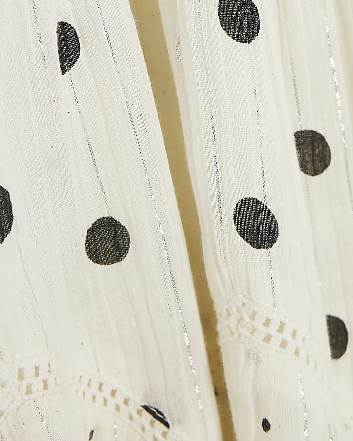 White Polka Dot Frilled Mini Beach Dress
