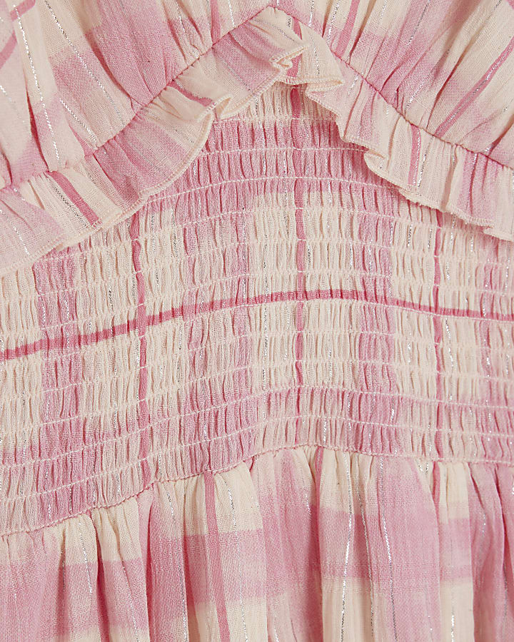 Pink Check Mini Beach Dress