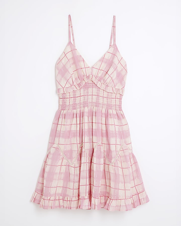 Pink Check Mini Beach Dress