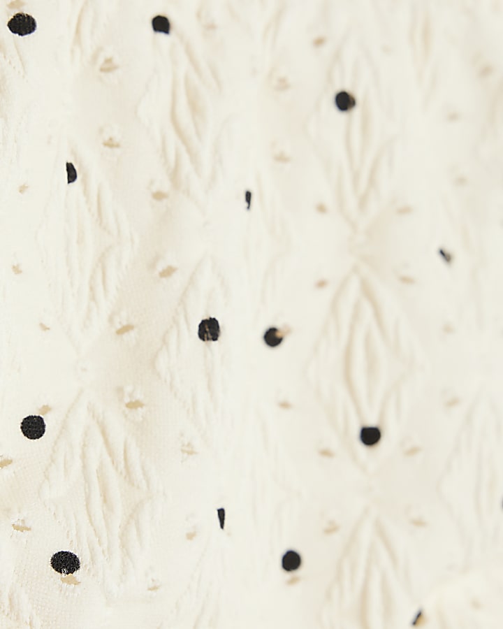 White Spot Print Tie Side Bikini Bottoms