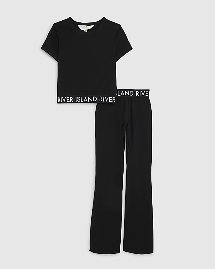 Black Baby T-shirt and Flared Trousers Set