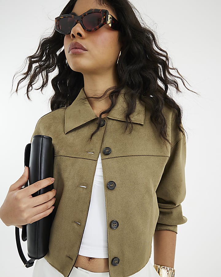 Green Faux Suede Overshirt