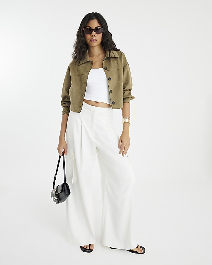 Green Faux Suede Overshirt