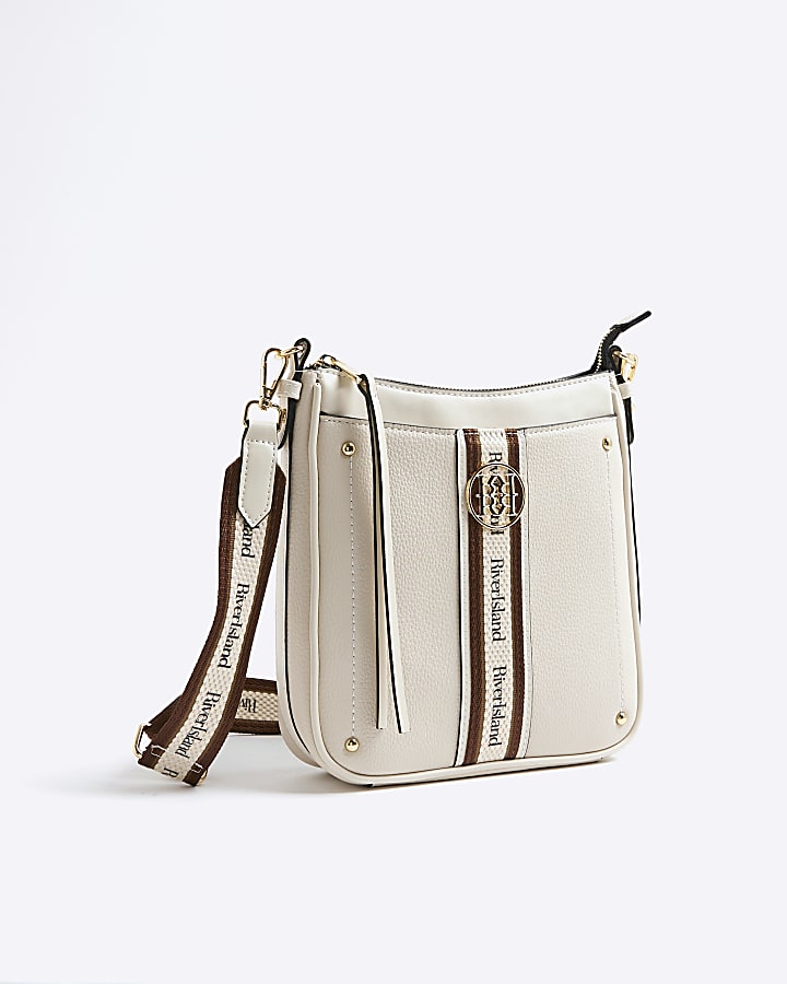 Cream Webbing Pocket Messenger Bag