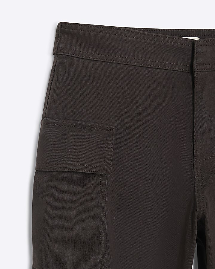 Petite Brown Twill Cargo Bootcut Trousers