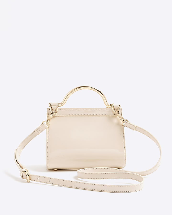 Cream Metal Handle Mini Tote Bag