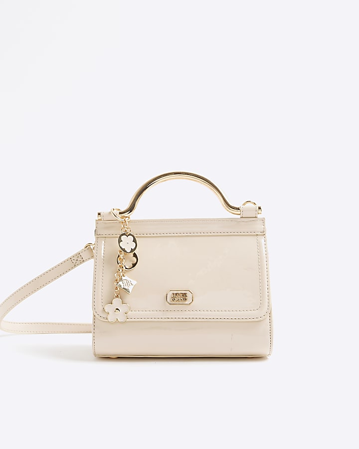 Cream Metal Handle Mini Tote Bag