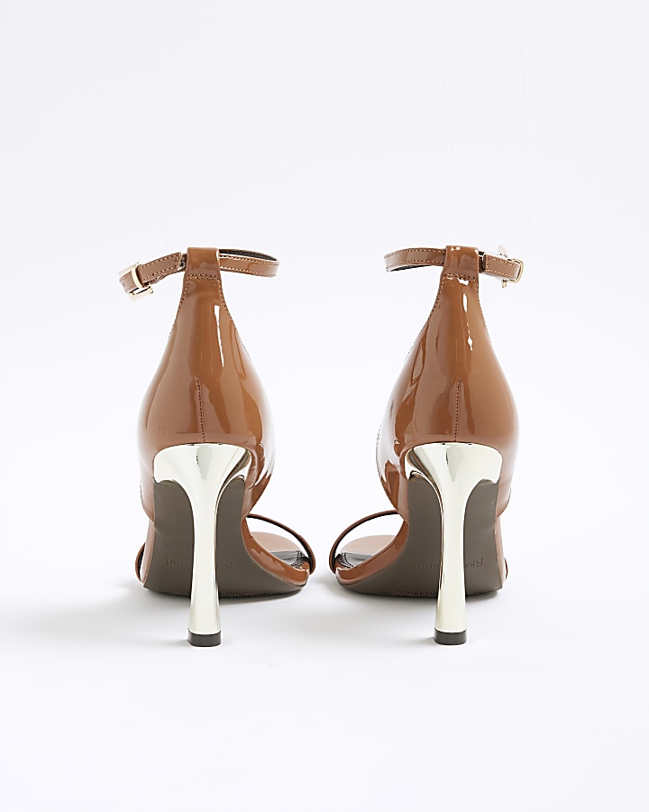 Brown Closed Back Banana Heel Sandals
