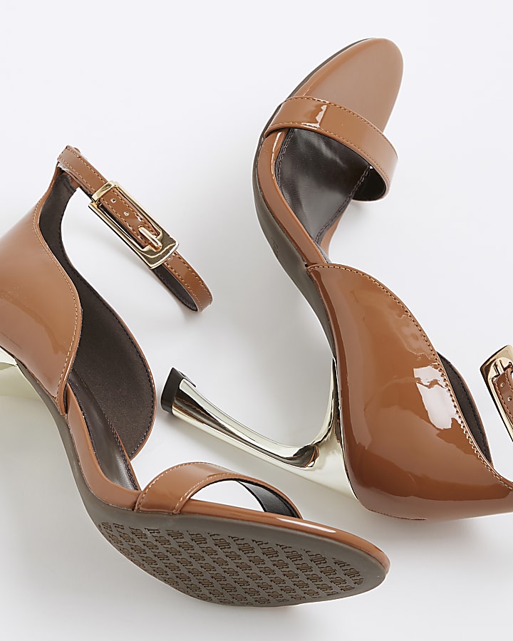 Brown Closed Back Banana Heel Sandals