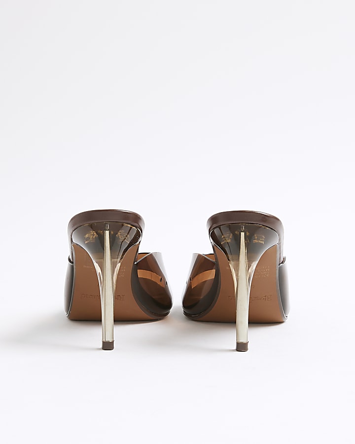 Brown Perspex Heeled Sandals