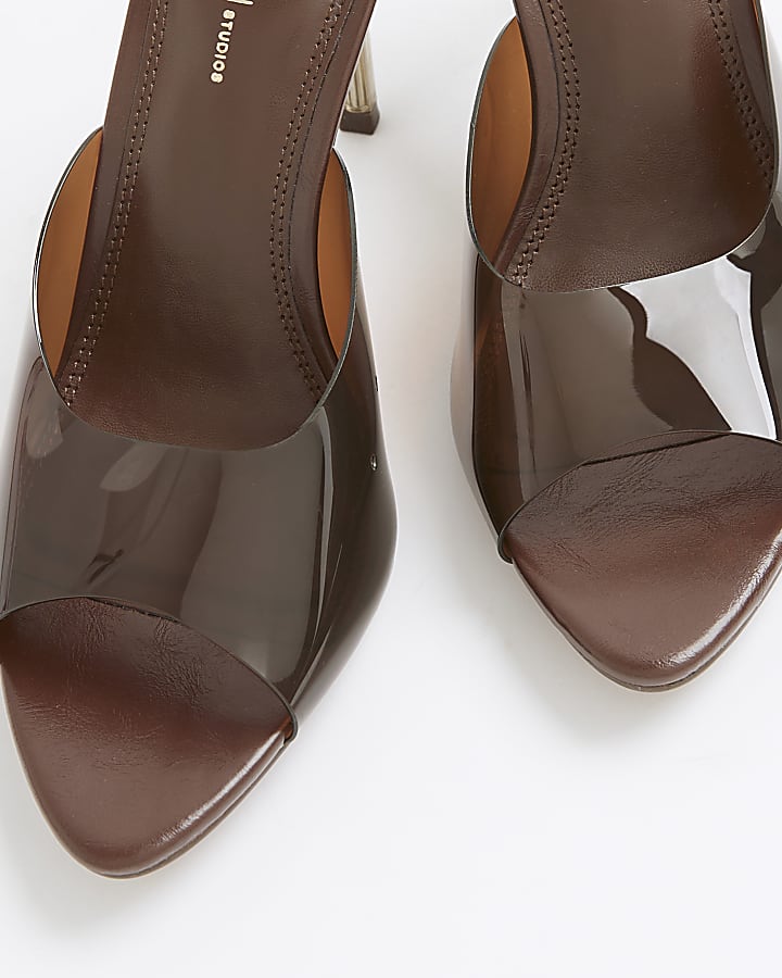 Brown Perspex Heeled Sandals