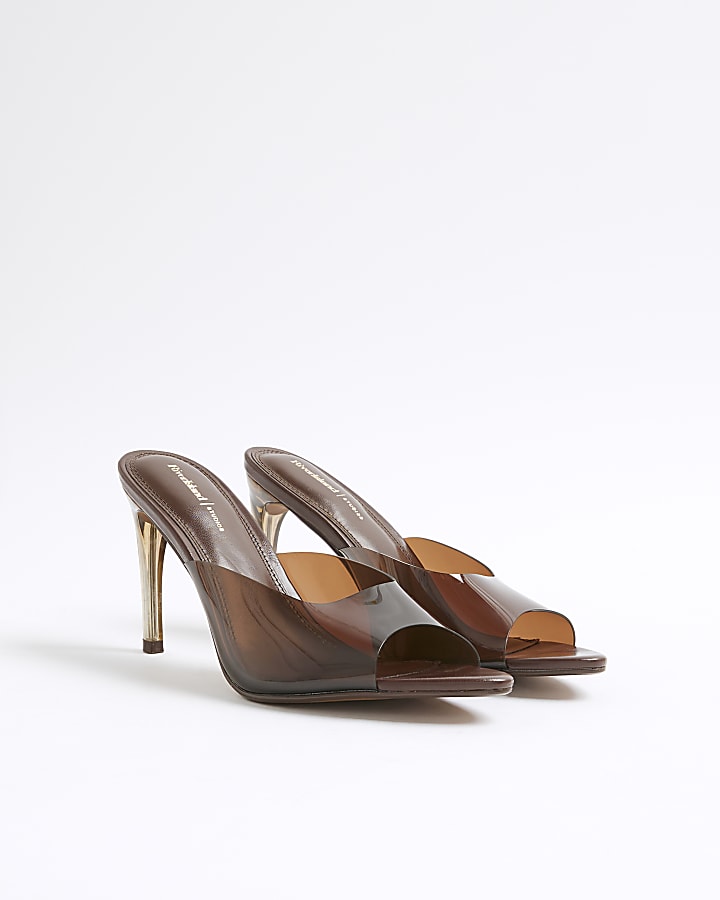 Brown Perspex Heeled Sandals