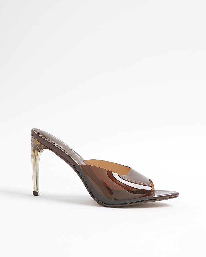 Brown Perspex Heeled Sandals