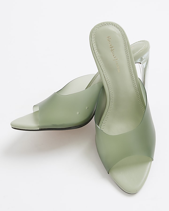 Green Perspex Heeled Sandals