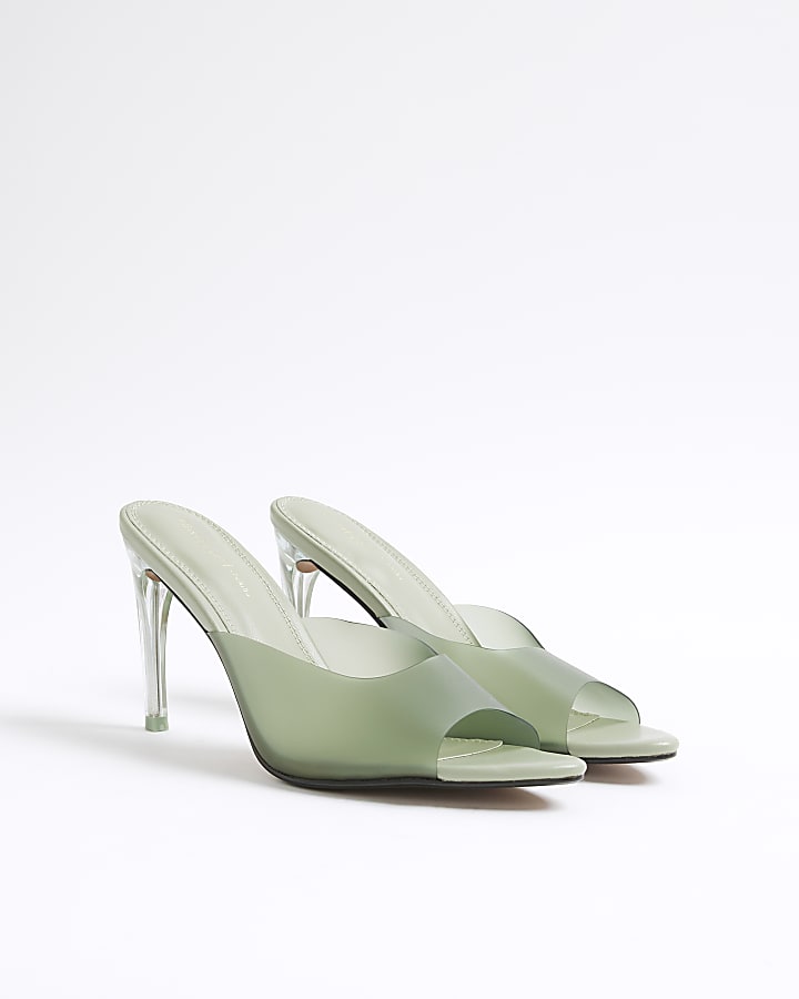 Green Perspex Heeled Sandals