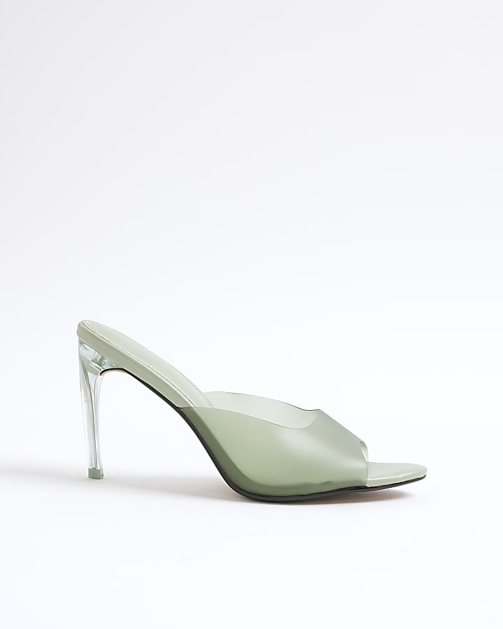 Green Perspex Heeled Sandals