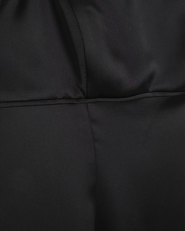 Black Satin Mini Slip Dress