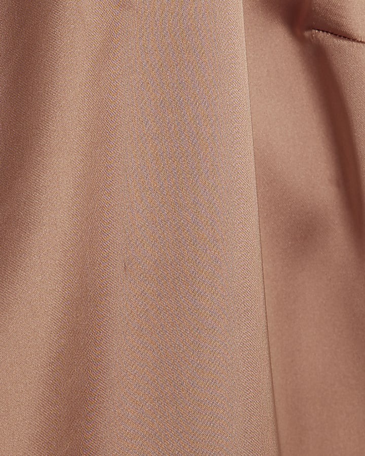 Brown Halter Neck Satin Cami Top