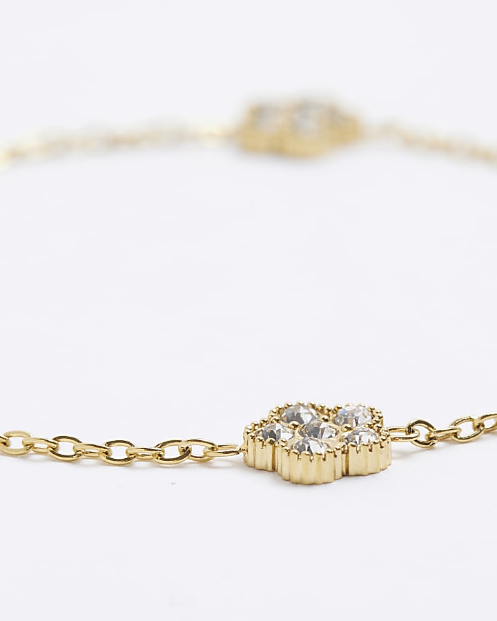 Gold Diamante Flower Bracelet