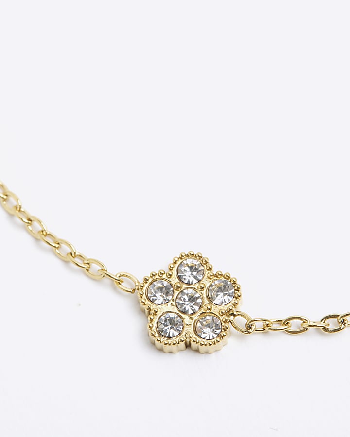 Gold Diamante Flower Bracelet