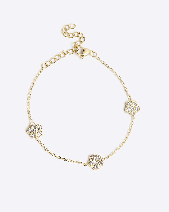 Gold Diamante Flower Bracelet