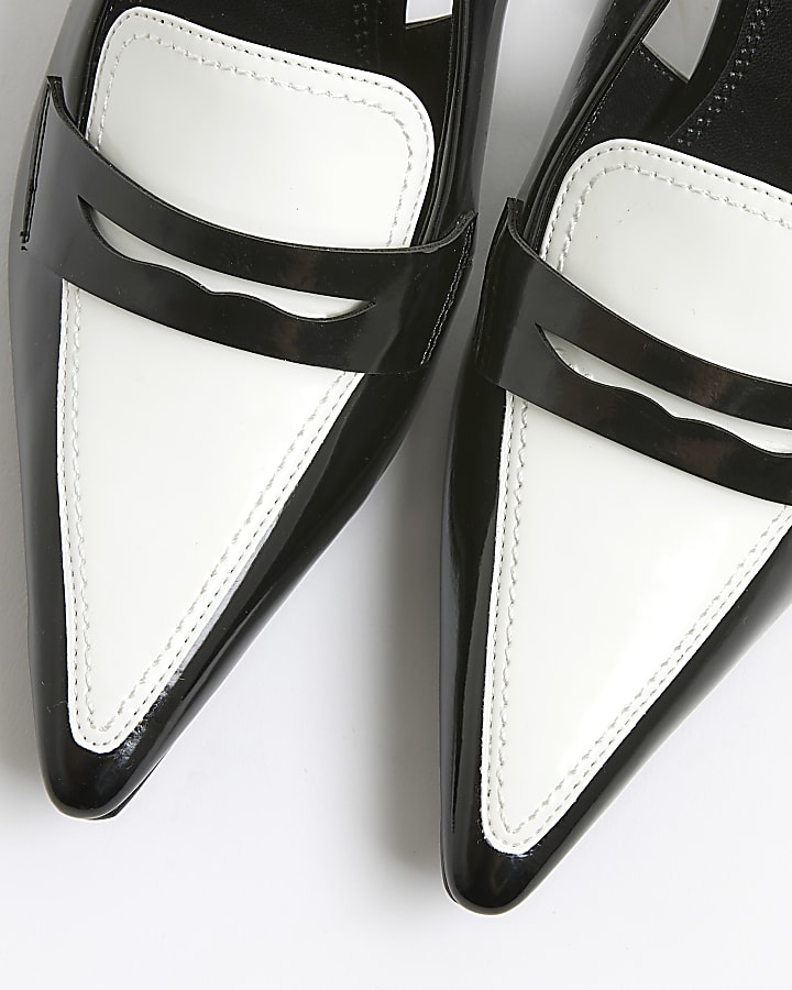 Black Monochrome Slingback Pointed Heels