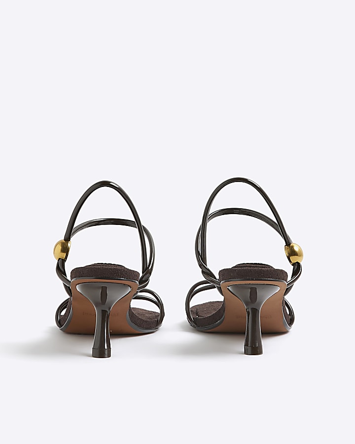 Brown Strappy Gold Heeled Sandals