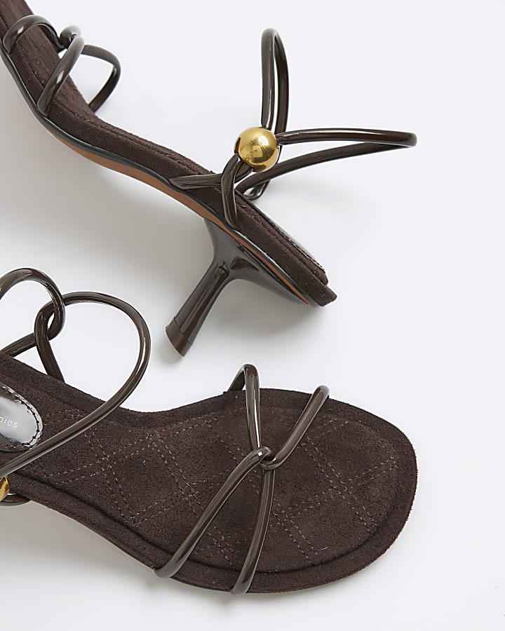 Brown Strappy Gold Heeled Sandals