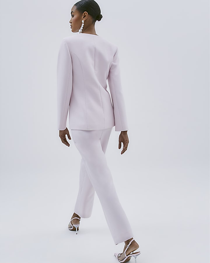 Pink Tapered Straight Leg Trousers