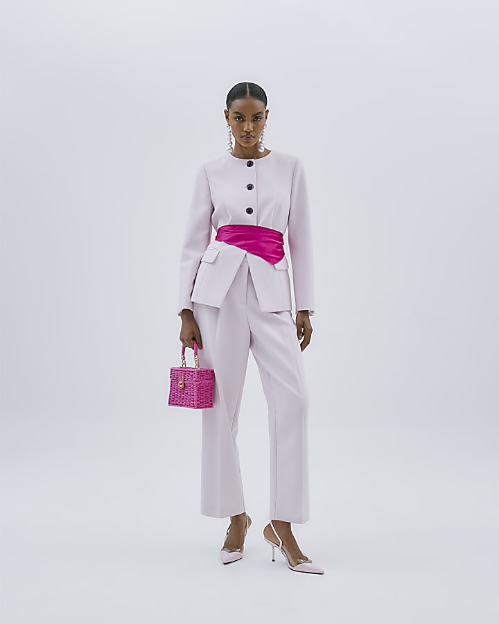 Pink Tapered Straight Leg Trousers