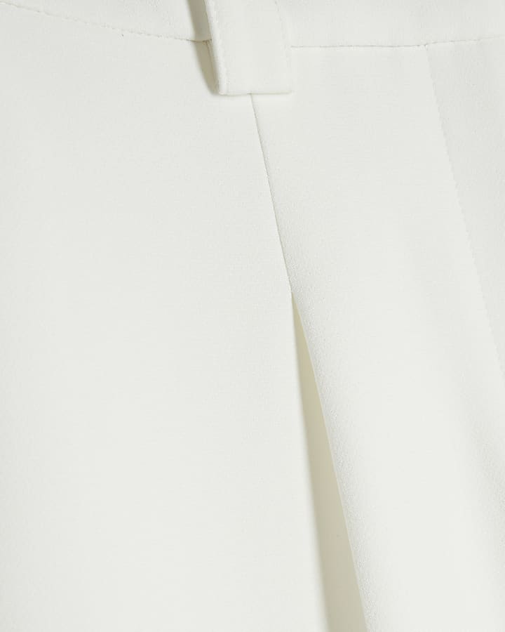White Tapered Straight Leg Trousers