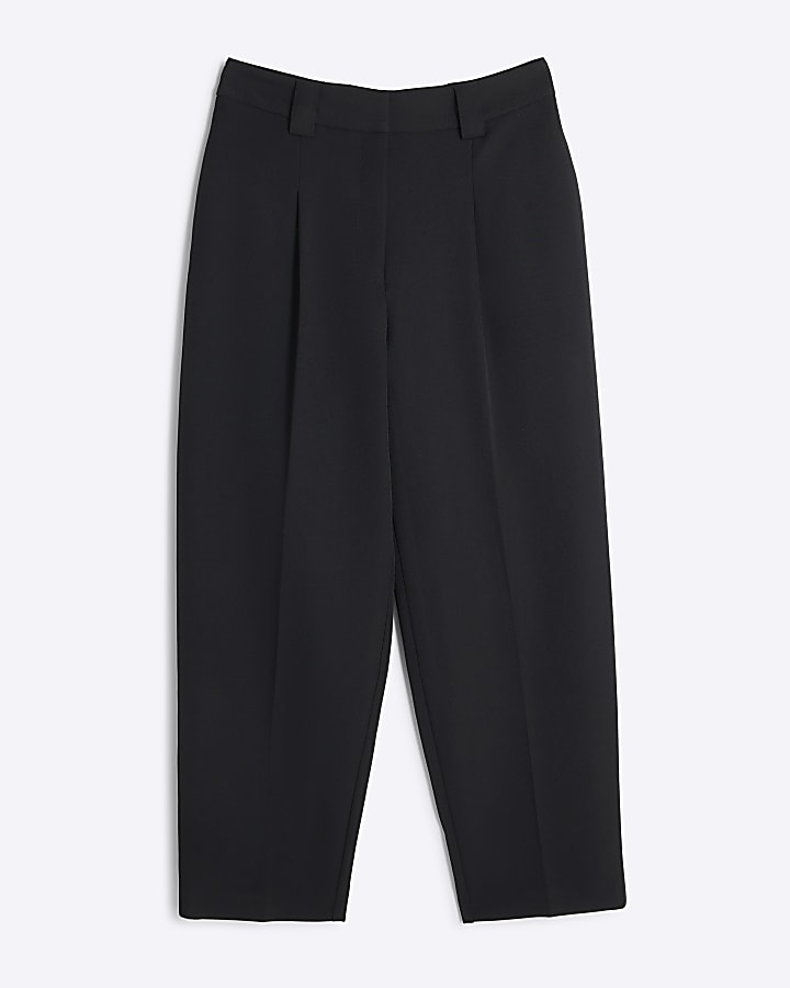 Black Tapered Straight Leg Trousers