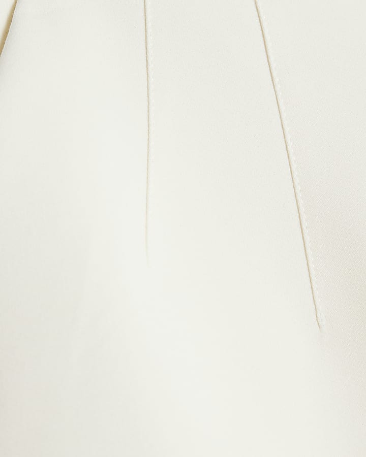 Cream High Waisted Darted Shorts