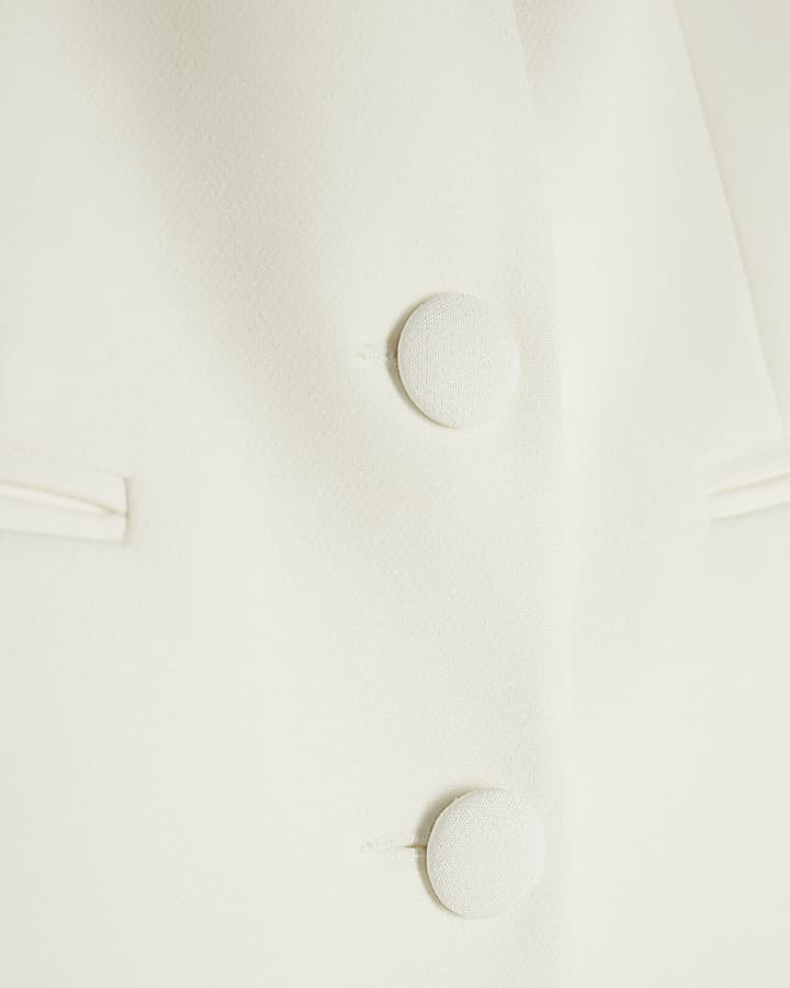 Cream Sweetheart Neckline Blazer